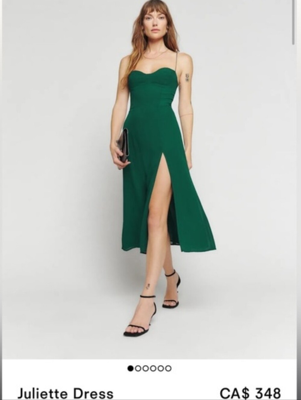 Reformation Juliette Dress Size 8 Emerald Green Midi Slip Dress
